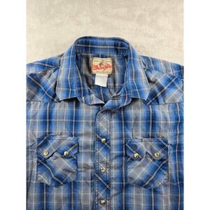 Wrangler American Cowboys Mens Plaid Western Shirt Snap Long Sleeve *Read